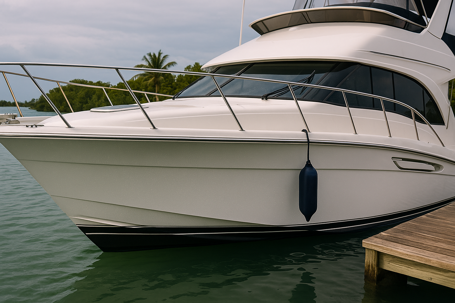 Marine ceramic coating on boat hull