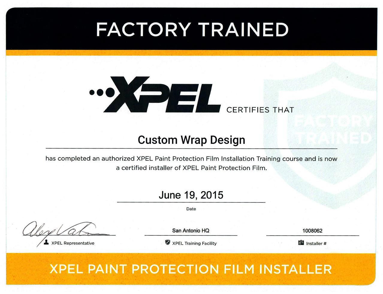 XPEL Factory Trained